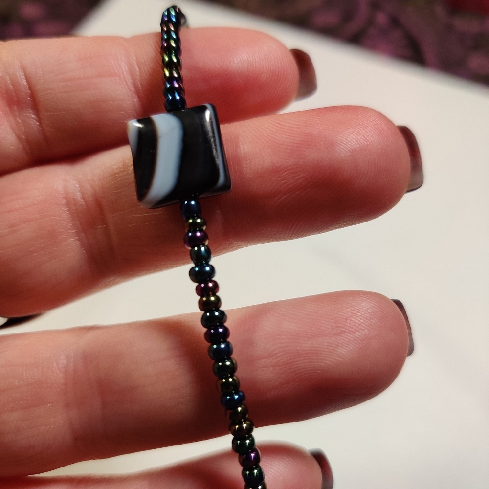 Botswana Agate & Seed Bead Handmade Bracelet - Picture 7 of 9